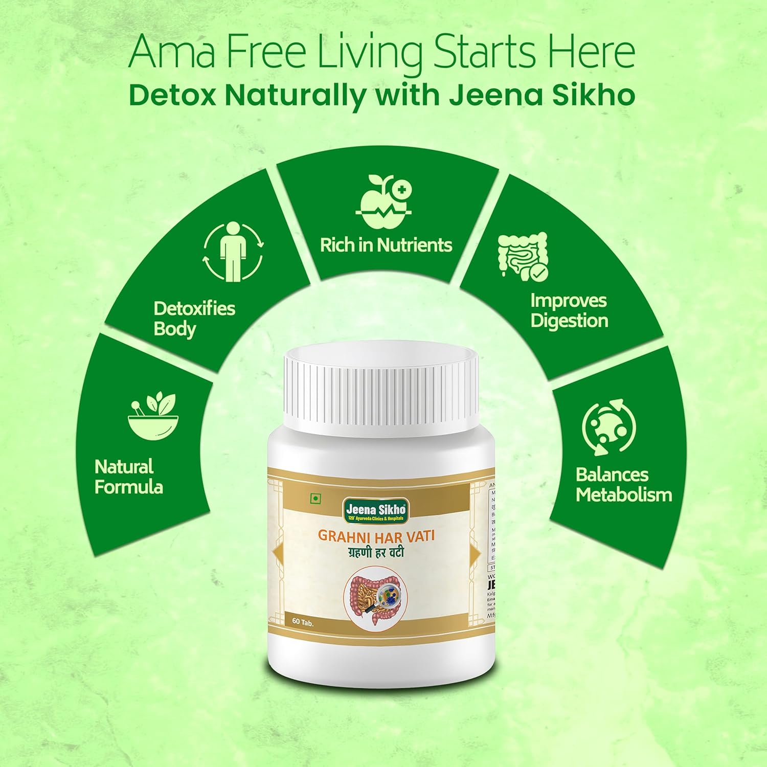 Jeena Sikho Grahni Har Vati Tablets | Herbal Supplement for Body Wellness - 60 Tabs