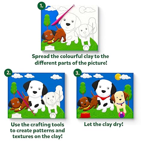 Skillmatics Art & Craft Kit Colour with Clay No Mess Art Create A Clay Canvas of Pups at The Park