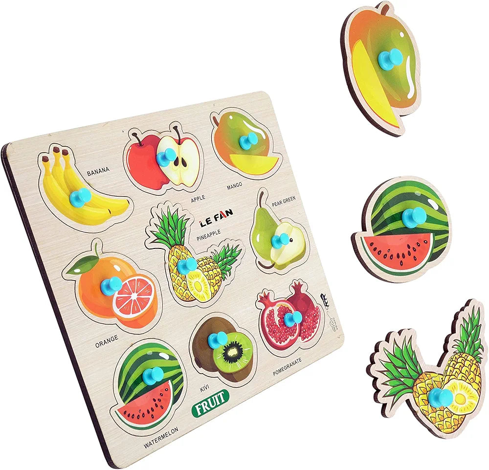 Lefan Kids Fort Pre Nursery Educational Jigsaw Puzzles for Adults Kids Learning Toys Kit Board Game 3 pcs Set of Numbers Alphabets & Fruits Educational Toy