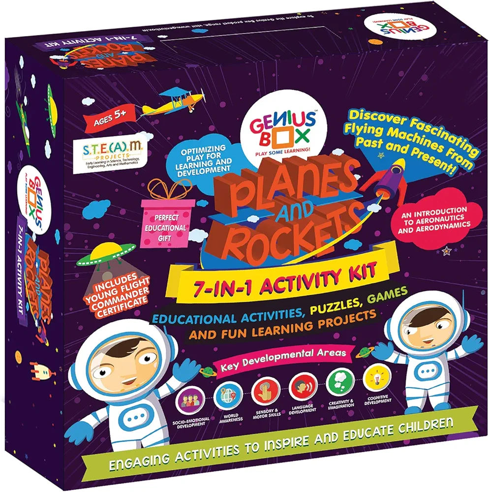 Genius Box Educational Toy for 5+ Year Age: Planes and Rockets DIY, Activity Kit, Learning Kit, Educational Kit, STEM Toy