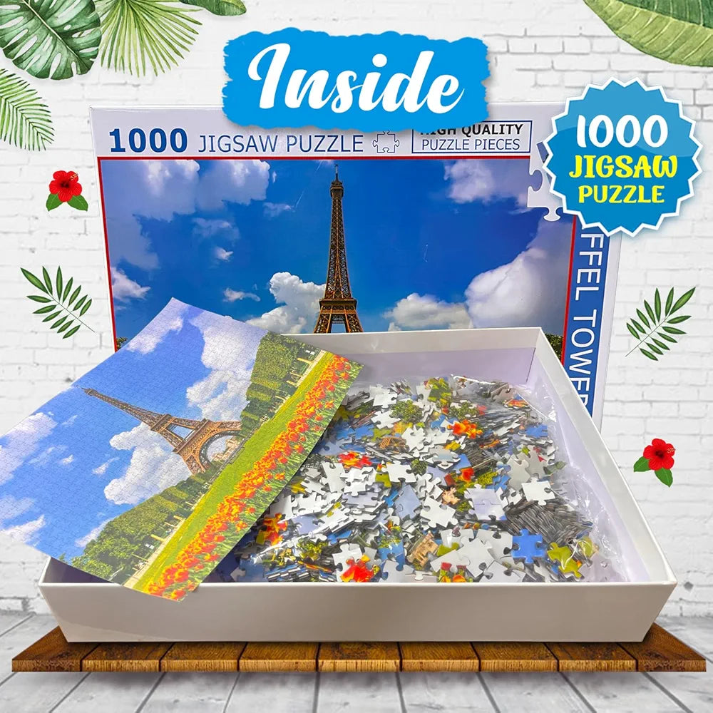 Hello Friend Eiffel Tower Jigsaw Puzzle for Adults and Kids 1000 Piece Puzzle Travel & Landmark