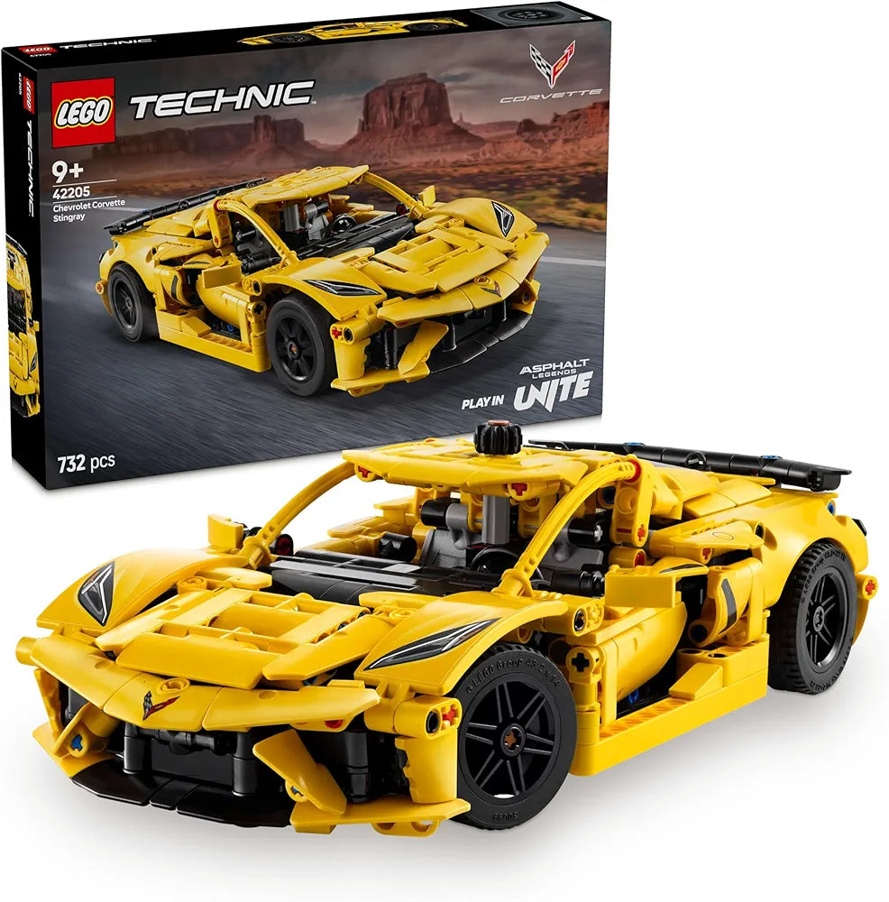 Lego Technic Chevrolet Corvette Stingray Car Model Kit Vehicle Toy 42205 Building Blocks Toys for 9+ Gift for Boys and Girls