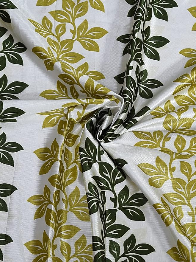 Cortina 2 Piece Floral Design Panel Eyelet Polyester Door Curtains | 7 Feet | Green