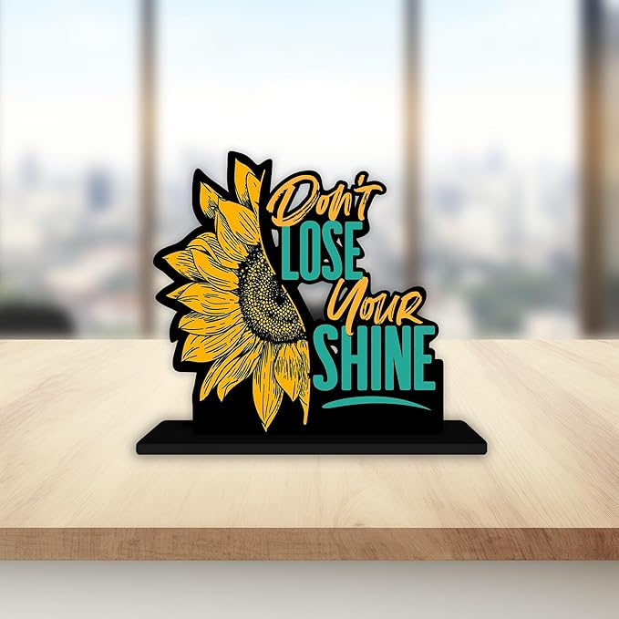 Artvibes Wooden Idols and Figurine Don't Lose Your Shine Positive Quotes Table Decoration for Office Desk | Home Decor Item