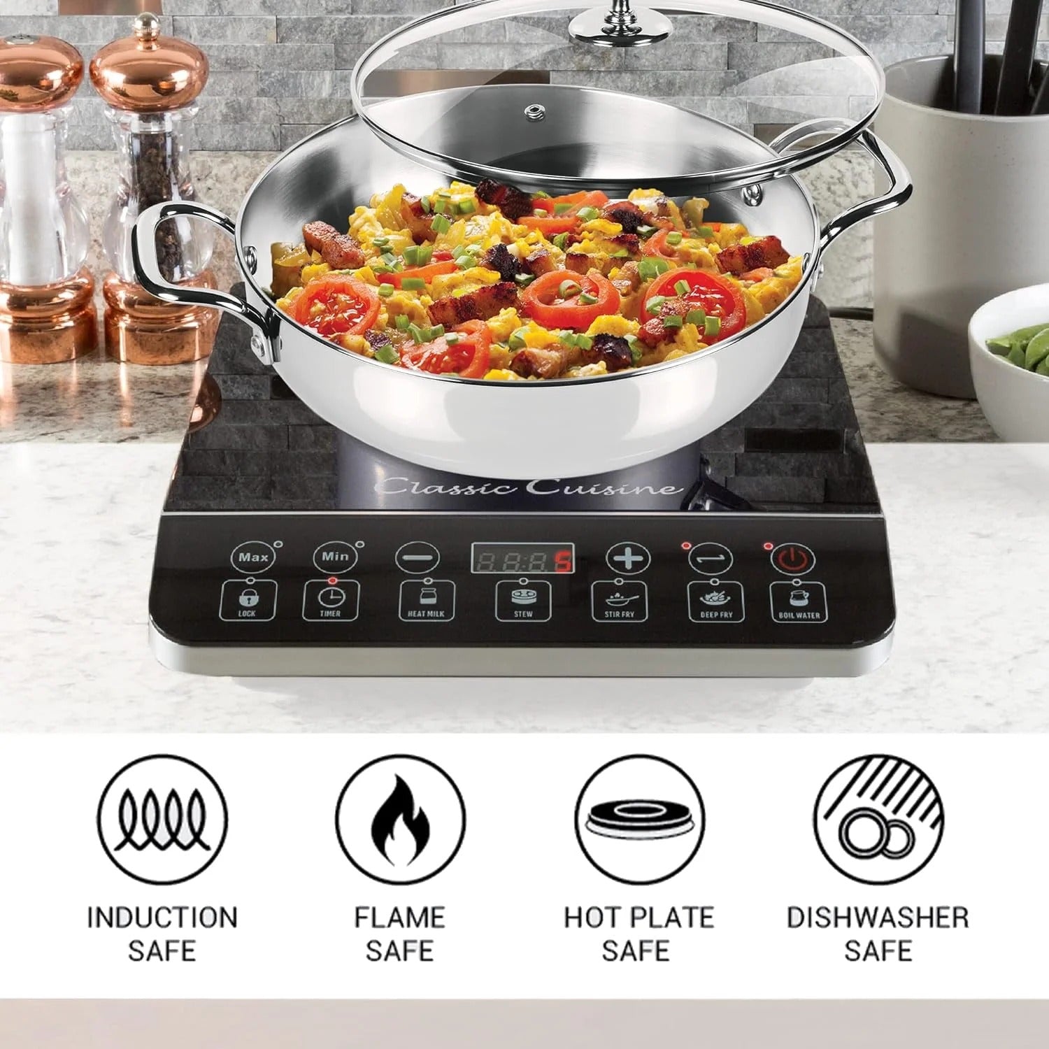 Milton ProCook Stainless Steel Sandwich Bottom Kadhai with Glass Lid