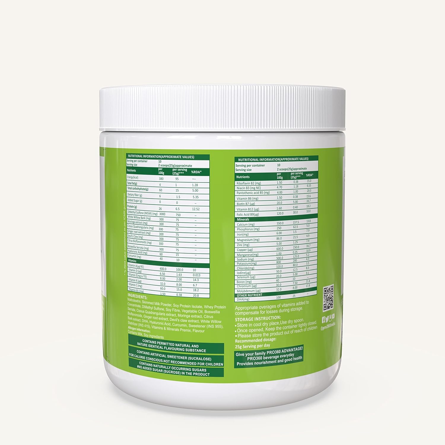 Pro360 Ortho Pro-V 250g Protein Powder for Bone and Joint Health | Supplement for Orthopedic Care with Natural Herbal Extracts | No added Sugar â€“ Vanilla (Pack of 1)