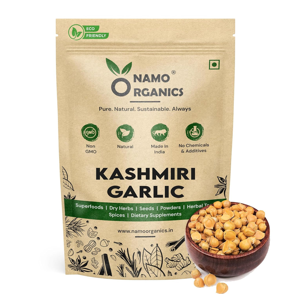 Namo Organics - 500g Kashmiri Mountain Garlic Lehsun | Certified Organic Single Clove Snow Mountain Garlic | Allium Sativum - Longer shelf life