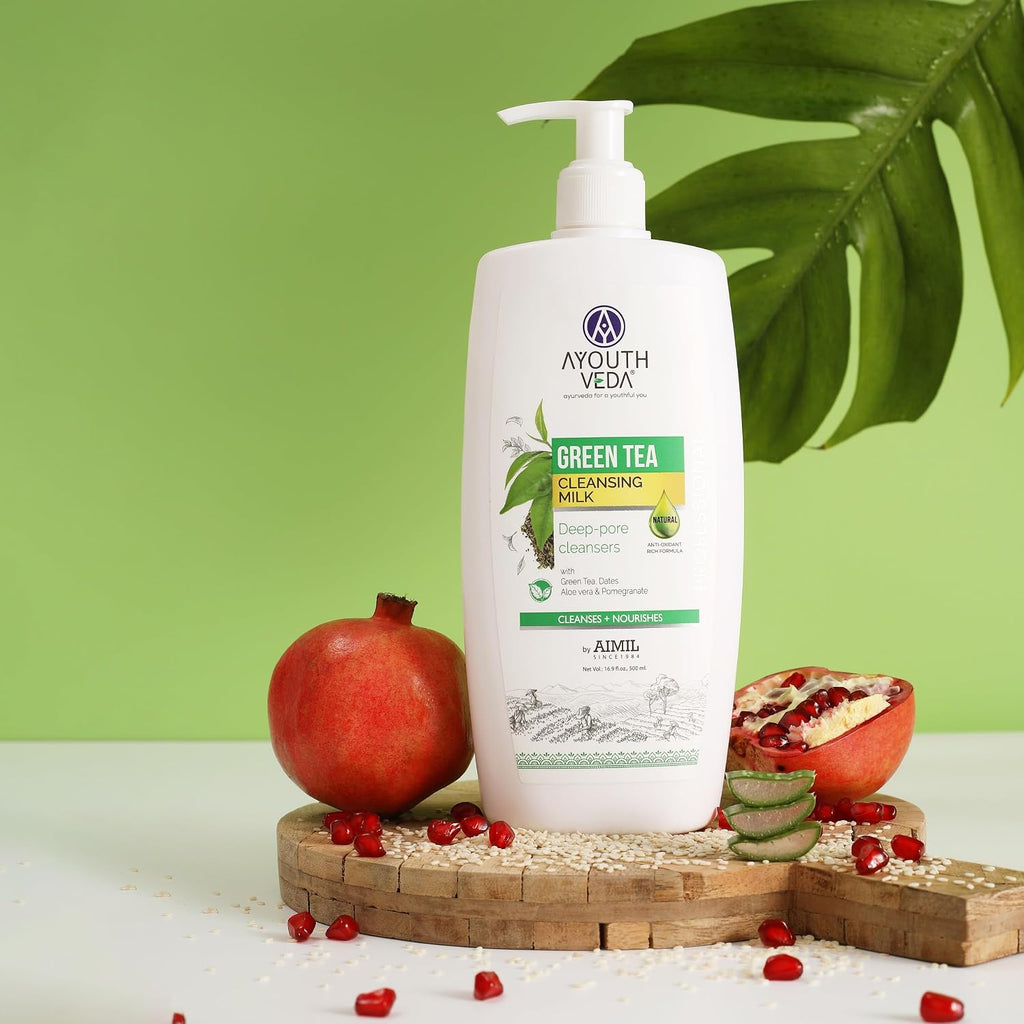 Ayouthveda Green Tea Cleanseing Milk is a deep-Cleanser |Smoothens & Softens Skin|for both men and women|All skin types(500g)