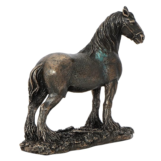 Ecraftindia Premium Carved Horse Cold Cast Bronze Resin Decorative Figurine
