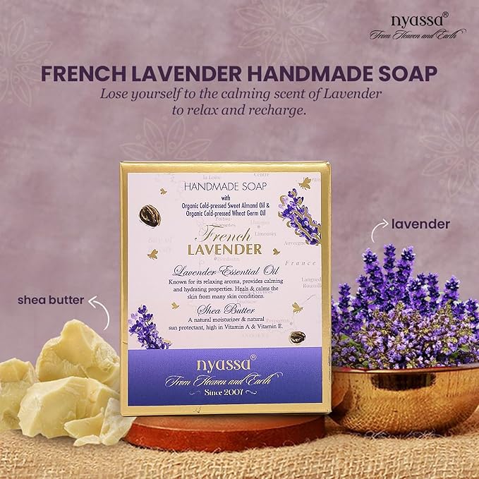 Nyassa Luxurious French Lavender Handmade Natural Bathing Soap - 150 Gms