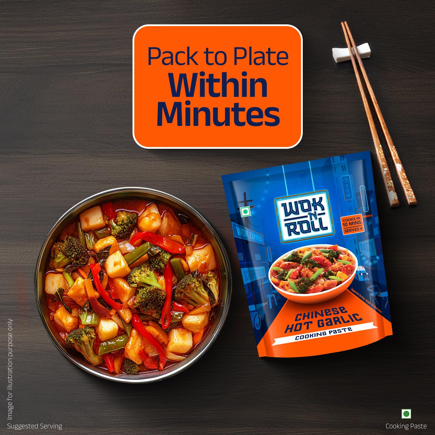 Wok n Roll Chinese Hot Garlic Paste 160g | Spicy Chilli Garlic Sauce for Stir Fry & Asian Cooking | Ready in 10 Mins | Serves 4 | Authentic Chinese Flavour | Cooking Paste & Sauce