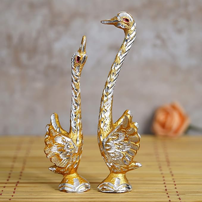 Ecraftindia Dancing Swan Couple Statues Decorative Bird Figurines Showpieces