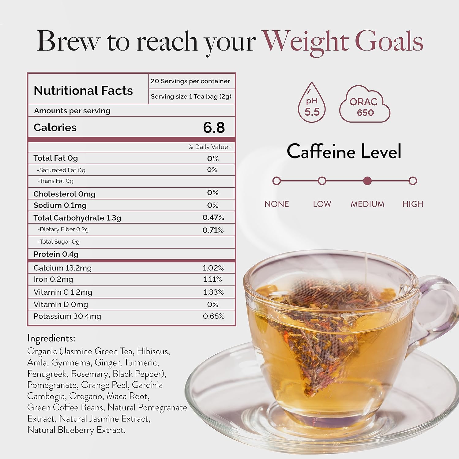 WELLBEING NUTRITION Slim Tea|Sliming Tea For Weight Management|Improves Metabolism, Satiety & Detox|Jasmine Green Tea, Garcinia Cambogia, Green Coffee Beans (40 Pyramid Tea Bags) - 40 Gram