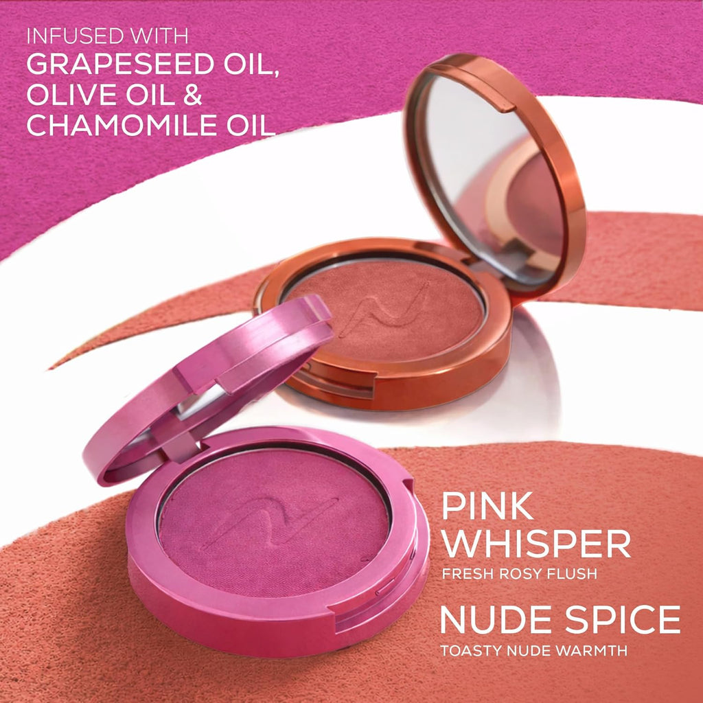RENEE You Are Blushing Powder Blush With Matte Finish | Buildable, Rosy Payoff, Lightweight, Long-Lasting Formula | With Grapeseed oil, Olive oil & Vitamin E - Pink Whisper | 5.5g
