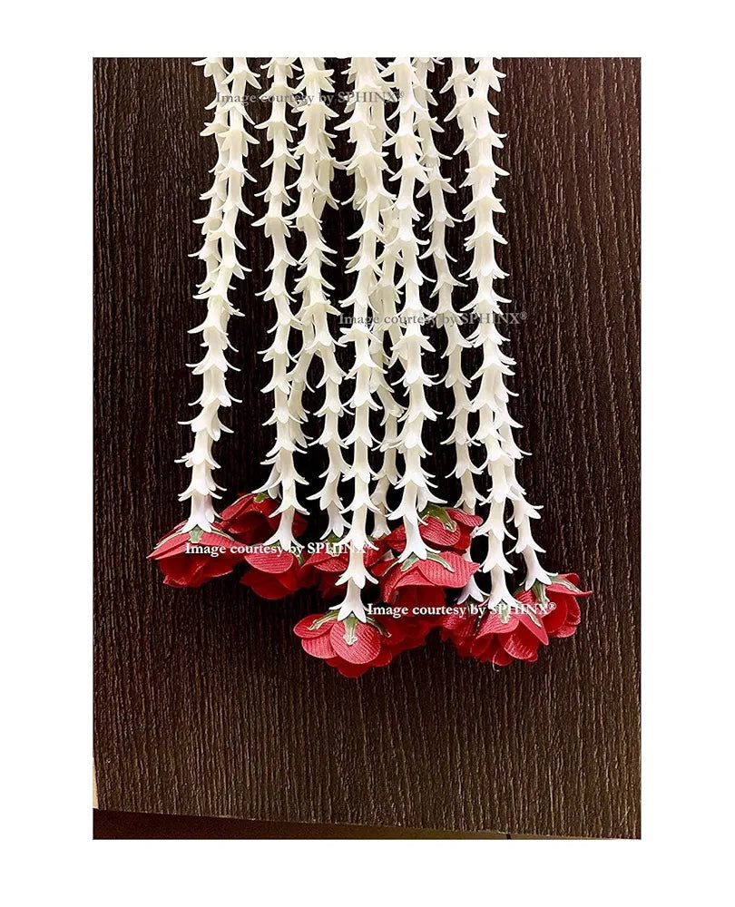 Artificial Rajnigandha Buds Rose Strings Approx 2.5 ft Height Red
