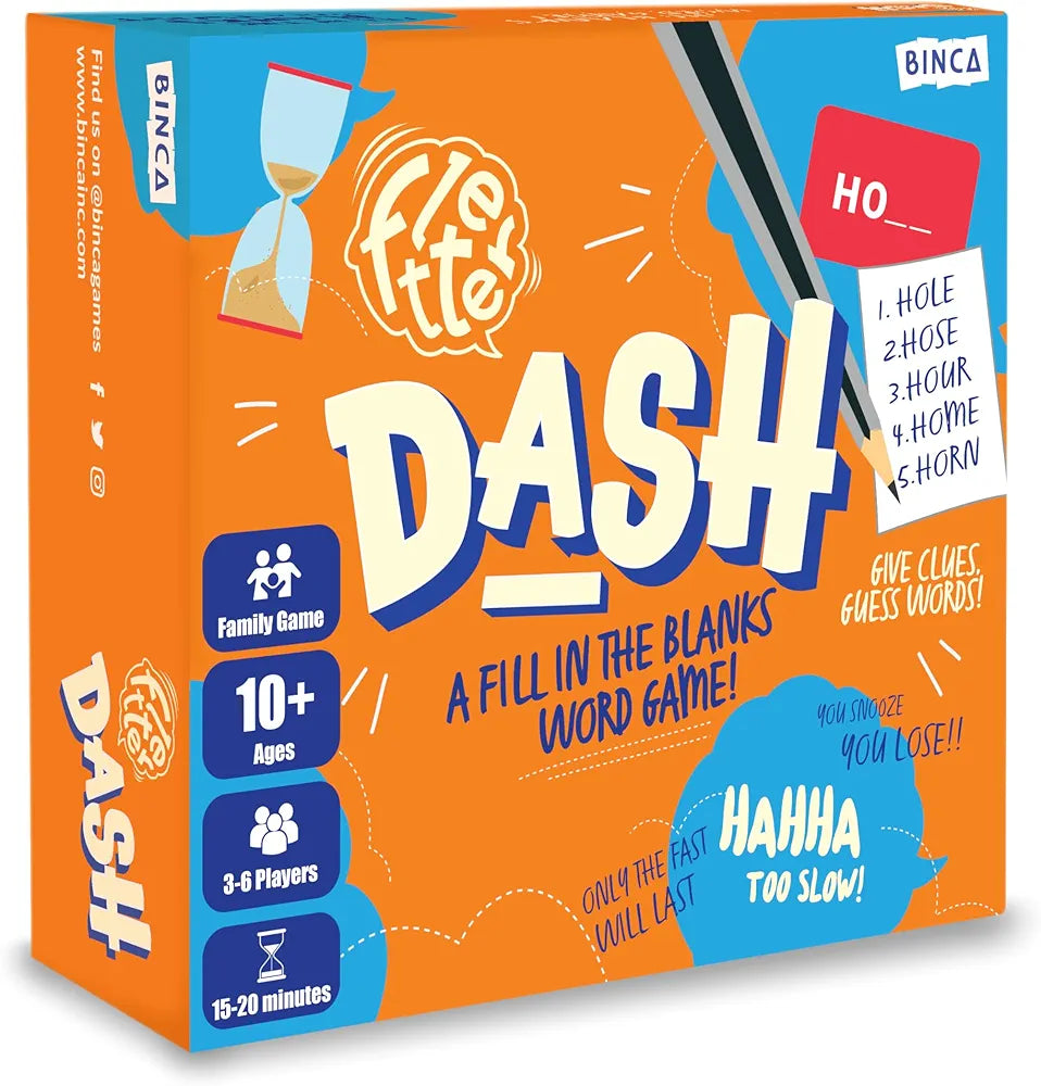 Binca Fletter Dash, A Fun Fill-in-The-Blanks Strategic Word Card Game for All Ages | Fun and Strategic Word Game | Test Vocabulary and Concentration | Ages 7+