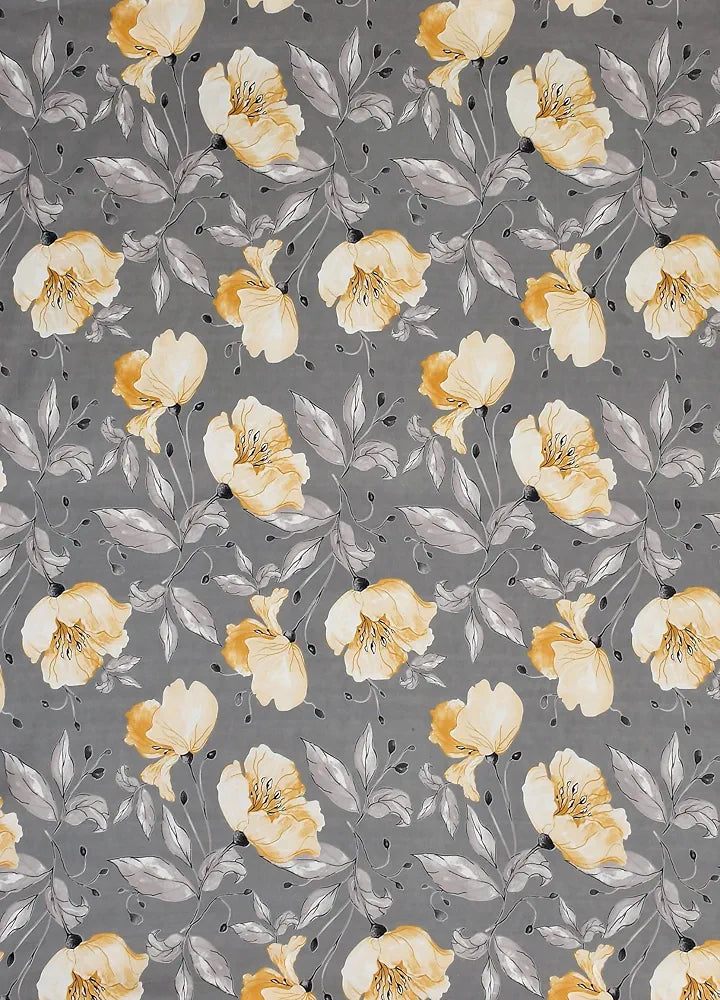 Homefab India 160 TC Glace Cotton Single BedSheet with 1 Pillow Cover Grey Floral