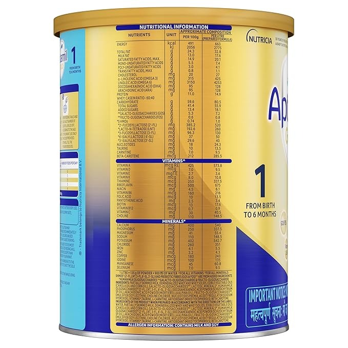 Aptamil Gold Infant Formula Milk Powder for Babies - Stage 1 (Upto 6 months) Tin - 400 gms
