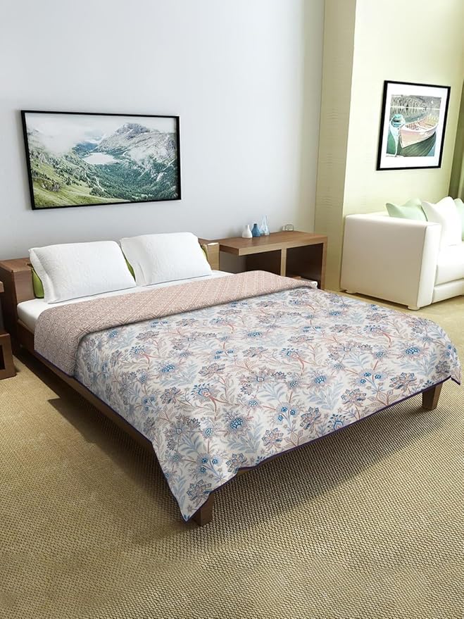 Cortina Ultra-Soft Microfiber Reversible 120 GSM Abstract Single AC Blanket Quilt Dohar | Multicolor