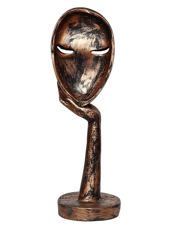 Ecraftindia Rustic Look Thinking Lady Face Handcrafted Polyresin Showpiece