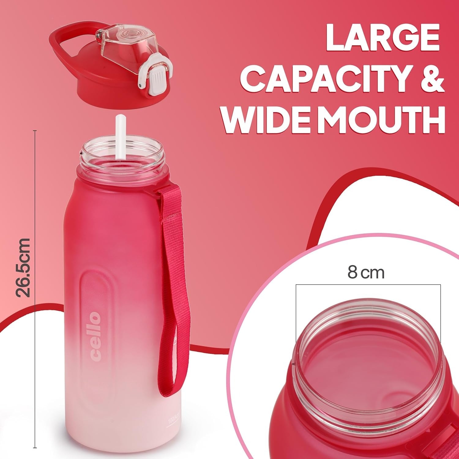 Cello Rise N Shine Large Sipper Water Bottle - 1230ml