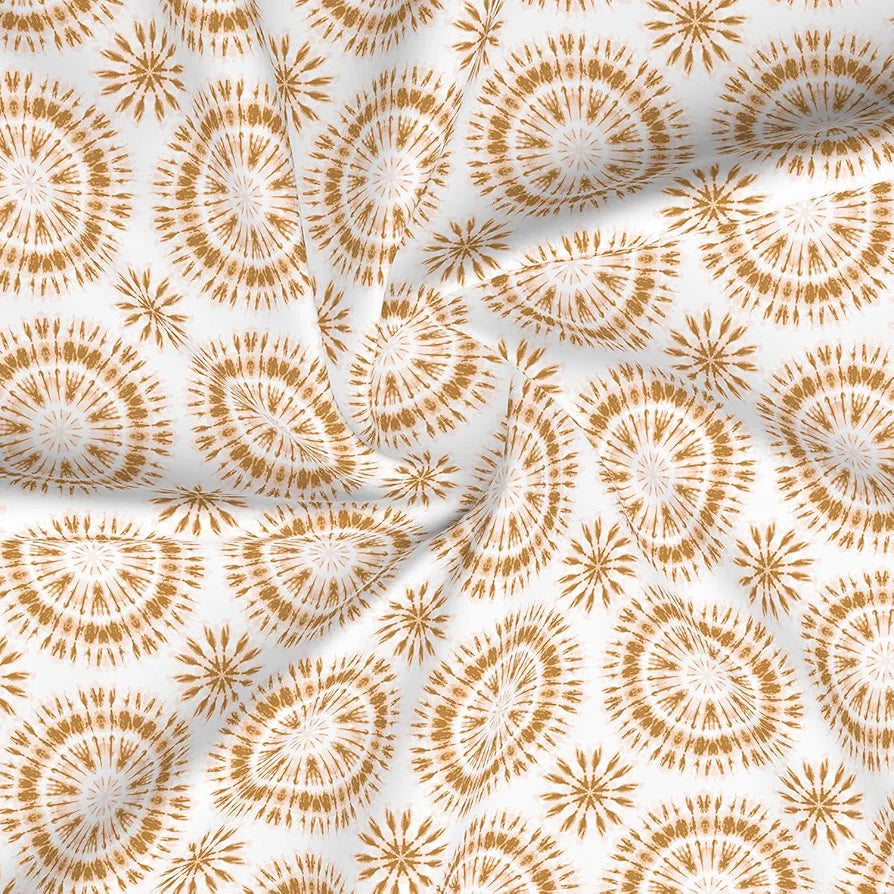 Layers Home Easy Cotton Bedsheet Set for All Seasons Lightweight 144 TC Queen Size Beige Printed