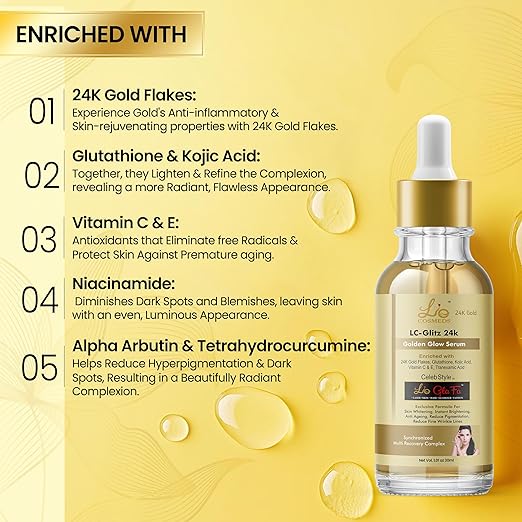 Lio Cosmeds Golden Glow Face Serum for Skin Brightening - 30 ml