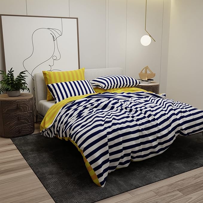 Stoa Paris Vogue Microfibre Comforter for King Size Bed Sets with 4 Pillow Covers Colour Morning Sail Canopée