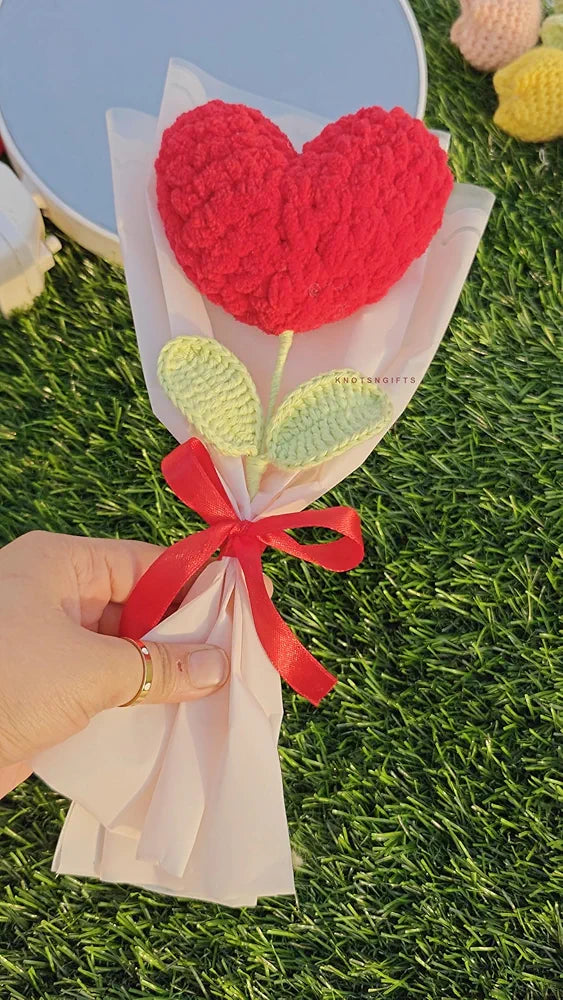 Knotsngifts Crochet Heart Plushie Bouquet