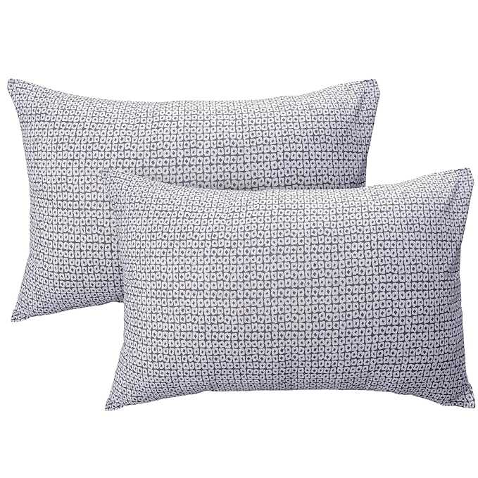 Huesland by Ahmedabad Cotton 144 TC King Size Bedsheet Cotton with 2 Pillow Covers | Yellow & Grey