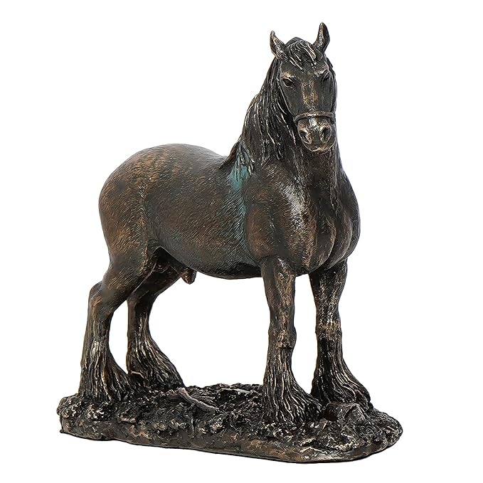 Ecraftindia Premium Carved Horse Cold Cast Bronze Resin Decorative Figurine