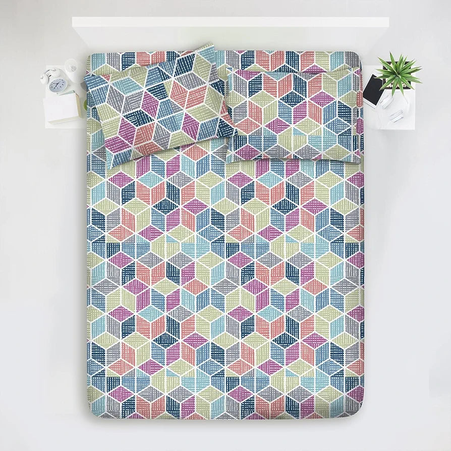 Layers Argos Bedsheet Set for All Seasons Lightweight 225 CVC King Size Multicolor6