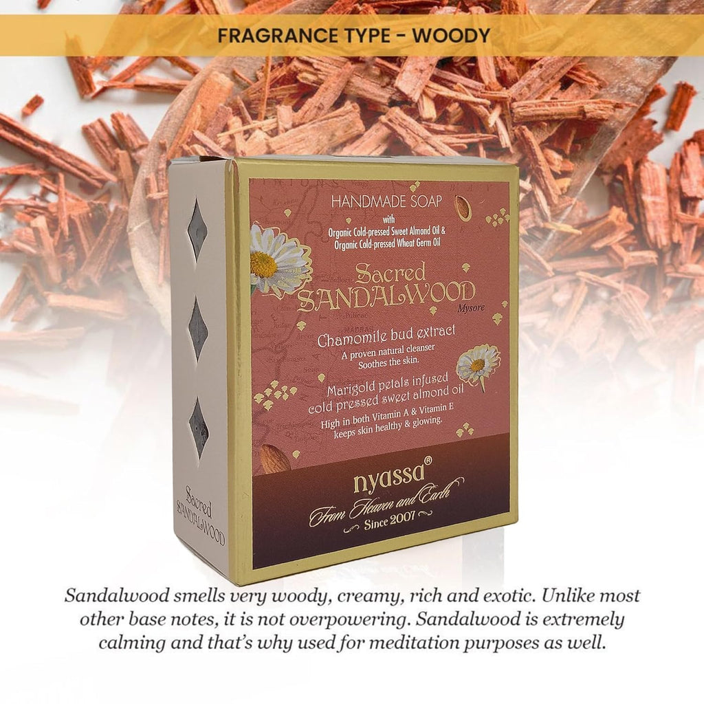 Nyassa Sacred Sandalwood Natural Bathing Handmade Soap - 150 Gms