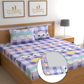 Dreamlet 180tc Cotton Feel All Around Elastic Fitted Bedsheets King Size for Double Bed With 2 Pillow Covers | Purple