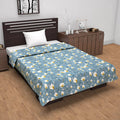 Divine Casa 100% Cotton Single Bed Dohar Lightweight & Soft AC Blanket Colour Blossom Haven Sky Blue