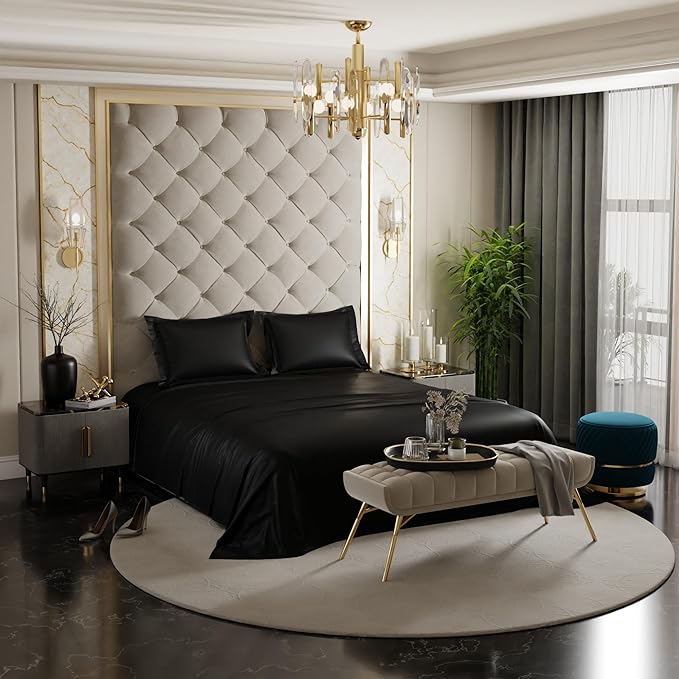 Stoa Paris Satin Bedsheets For Double Bed 300Tc Premium Bedsheet With 2 Pillow Covers