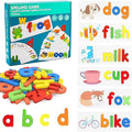 Wishkey Wooden Spelling Game for Kids, Early Education Word Making Game with Flash Cards and Alphabets, Non-Toxic, Educational Toy