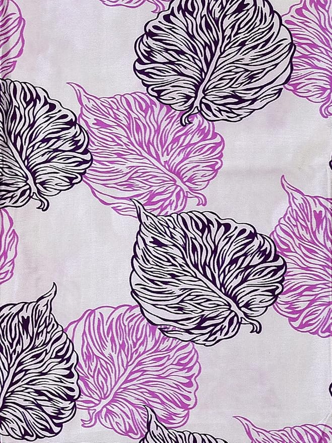 Cortina 2 Piece Leaf Design Panel Eyelet Polyester Door Curtains | 7 Feet | Purple