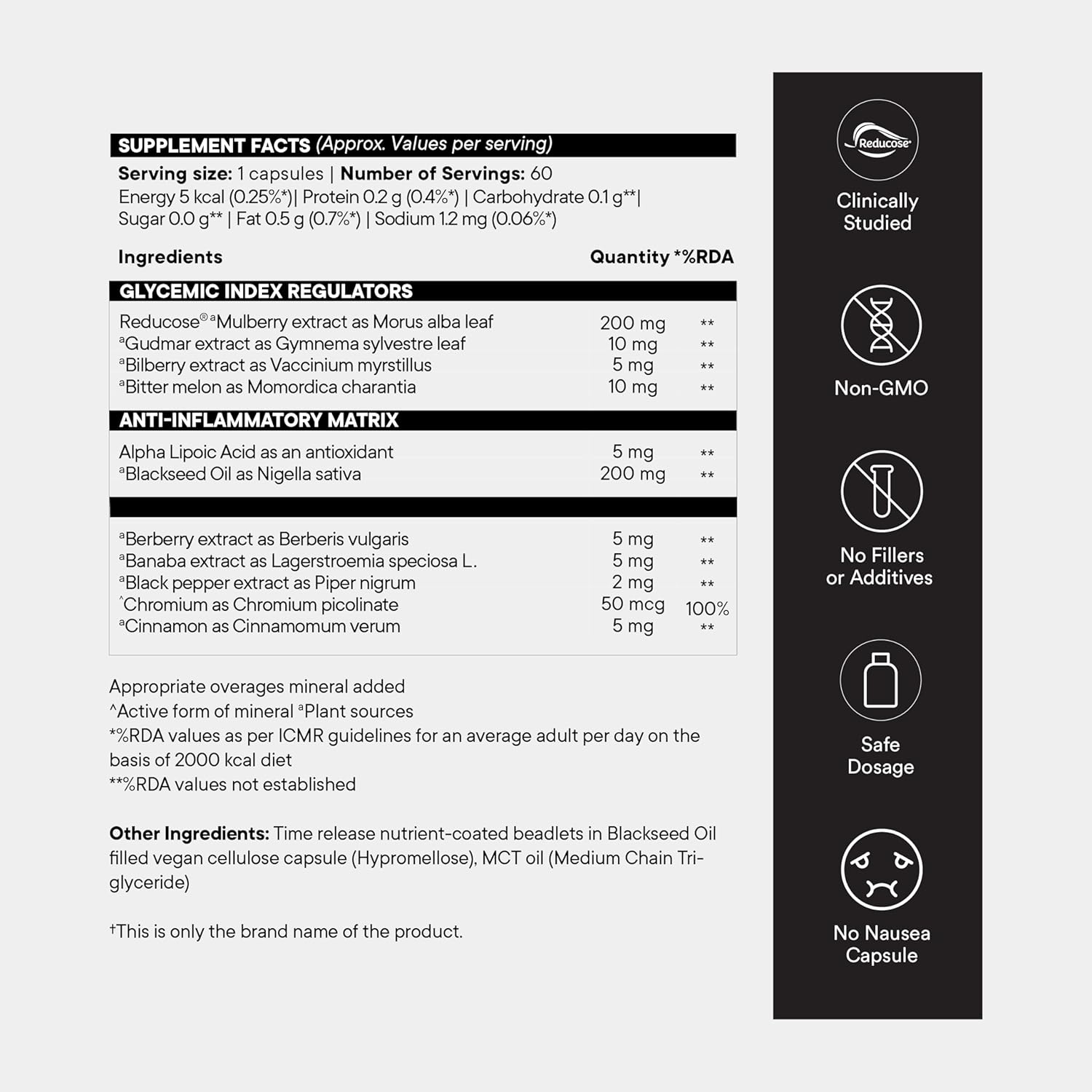 Wellbeing Nutrition Diabetes Care with Clinically Proven ReducoseÂ®, Gudmar, Bilberry, Banaba 60 Veg Capsules