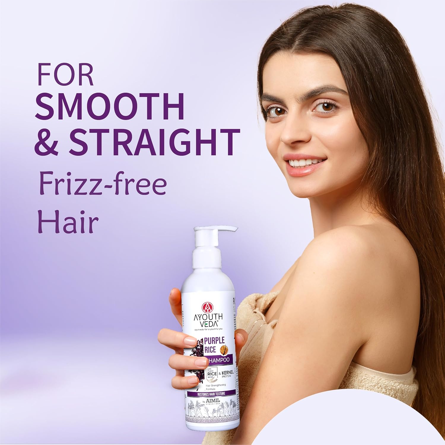 Ayouthveda Purple Rice Water & Kernel Protein Shampoo | With the Goodness of Betel Leaves & Guava Leaves | For Damage & Frizzy Hair | Helps To Restore Hair Texture (Pack of 1; 200ml)