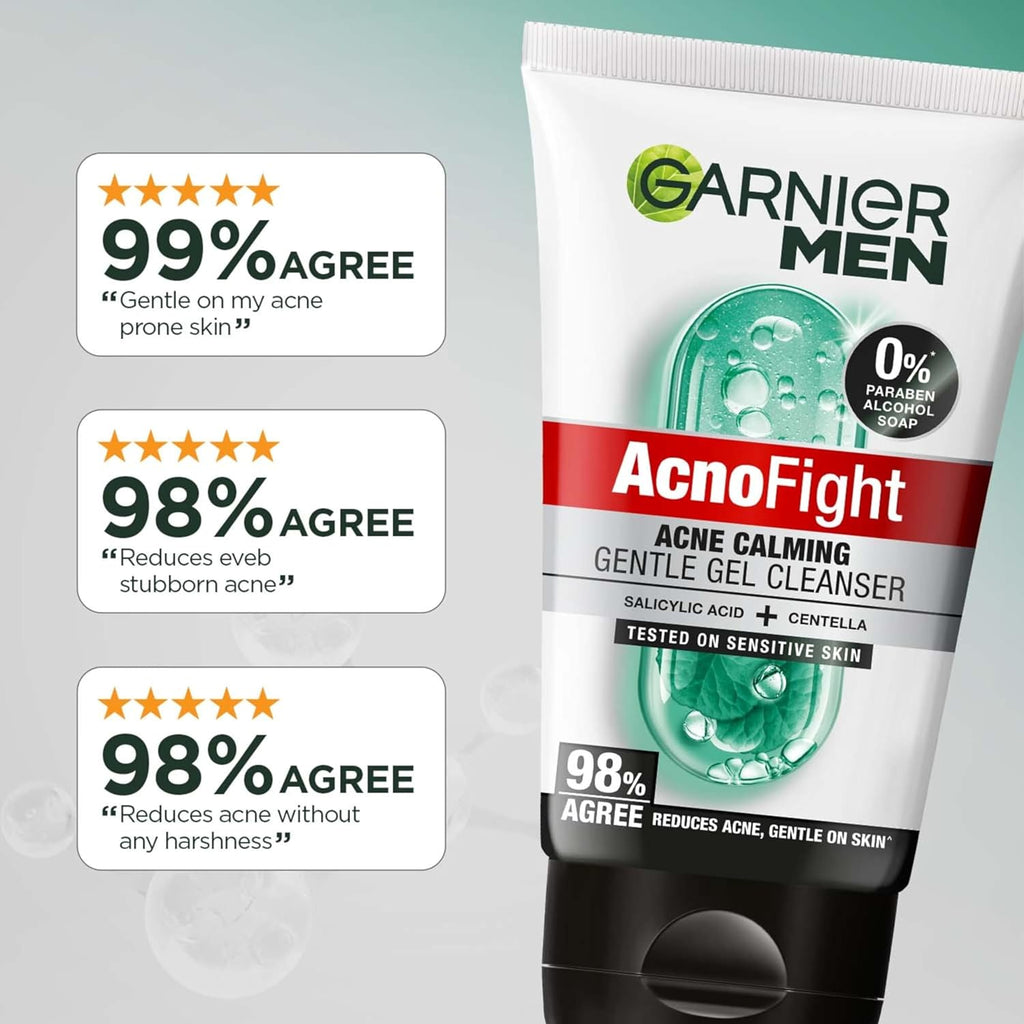 Garnier Men Acno Fight Gentle Cleanser Facewash | For Acne-Prone, Sensitive Male Skin | 100g