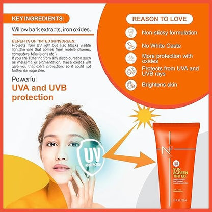 N+ Professional Sun Screen Tinted SPF 50 - 100 ml (pack of 2)