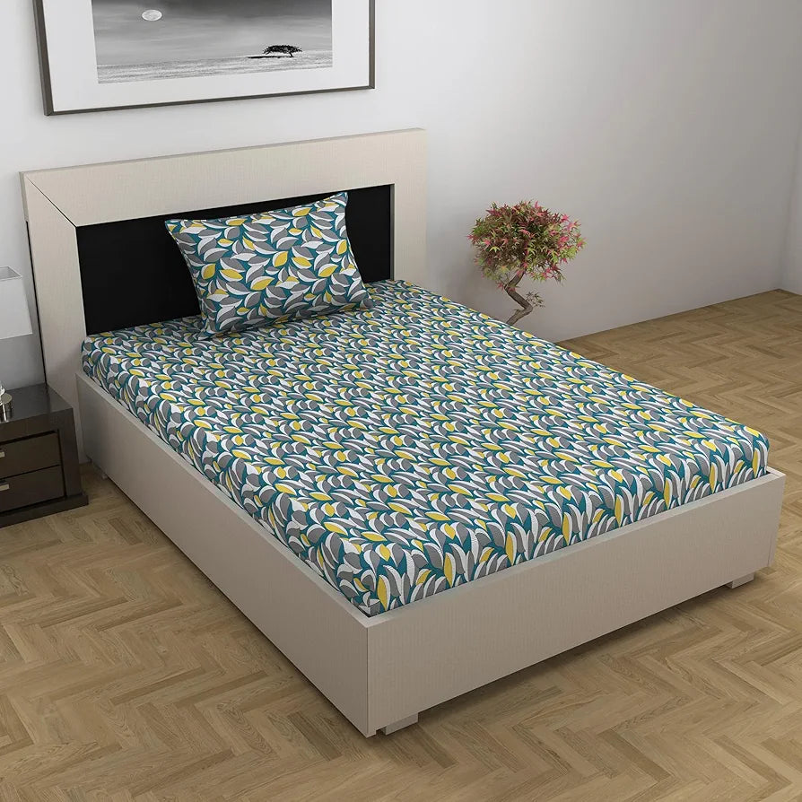 Divine Casa 144 TC 100% Cotton Bedsheet for Single Bed with 1 Pillow Cover Colour Rustic Brown