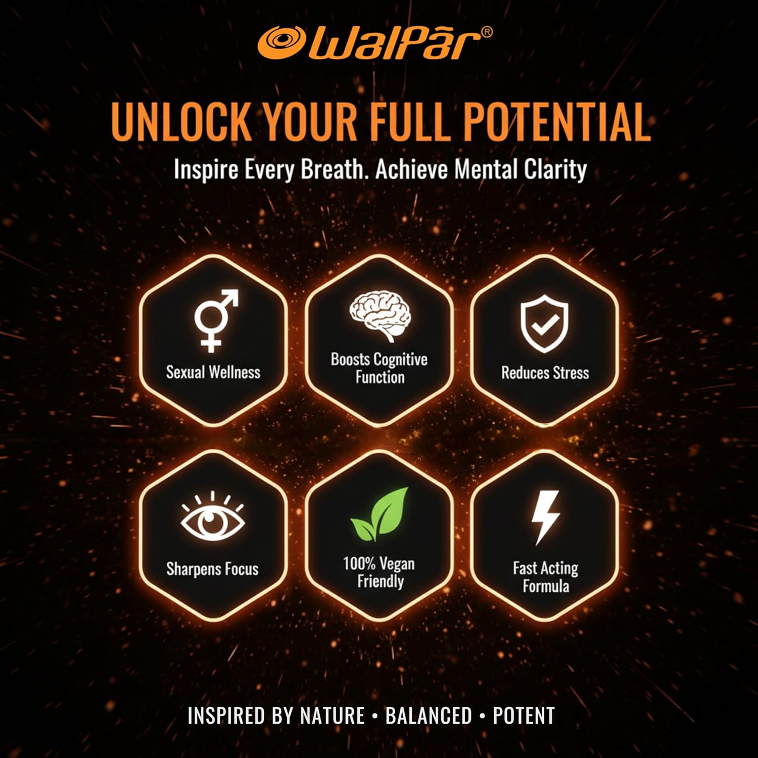 Walpar InspiraX Premium Liquid Drops | Natural Focus Energy Booster Stress Relief | Support Performance enhancer | Peppermint MCT Oil | Vegan WHO-GMP Certified | 60 Servings