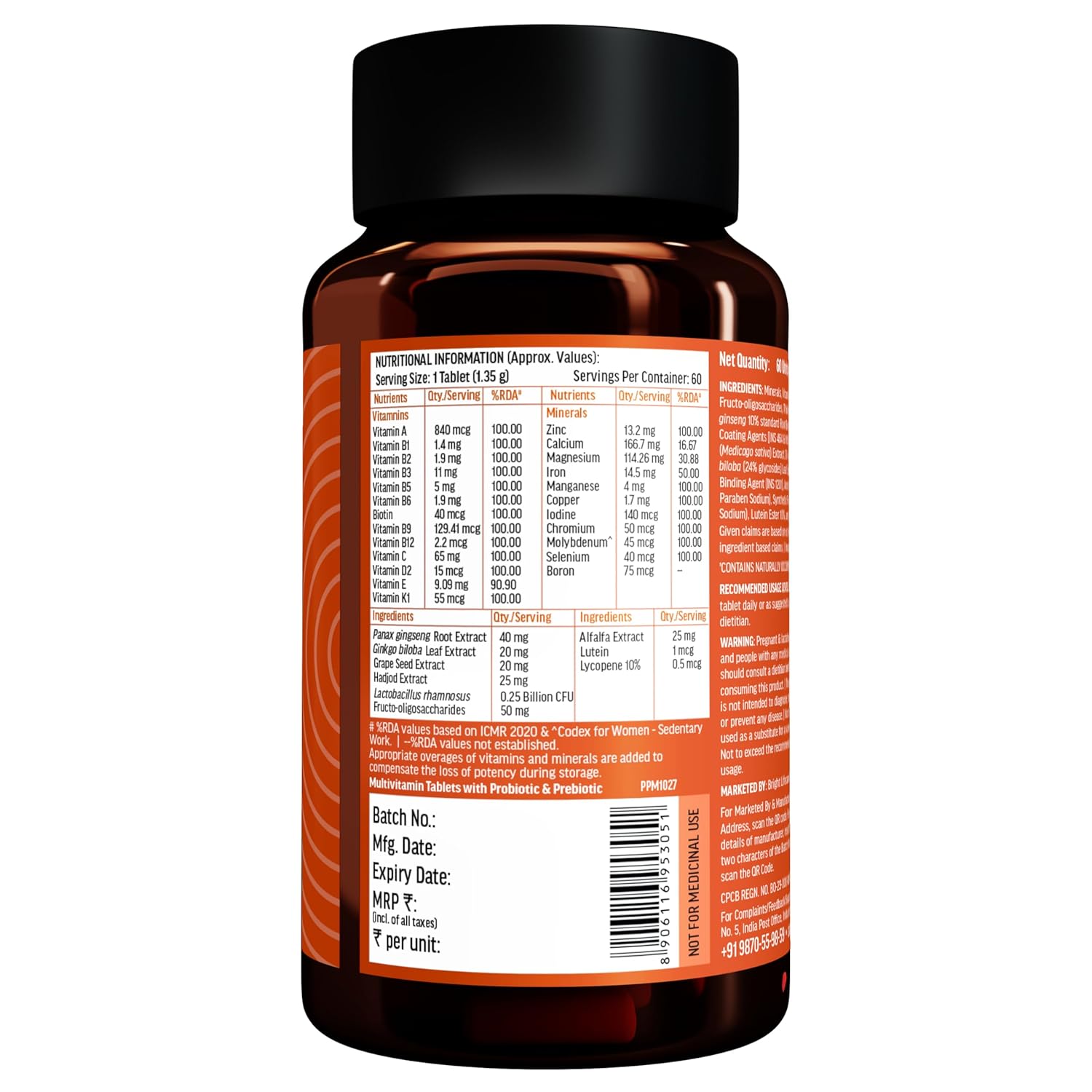 Hk vitals Multivitamin Plus Probiotics (60 Tablets) | For Men and Women | Vitamin C, Vitamin B, Vitamin D, & Zinc, Supports Immunity and Gut Health