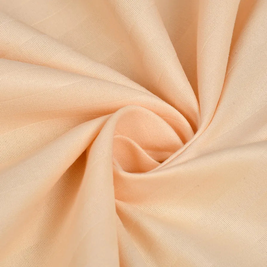 Homefab India 160 TC Stripe Glace Cotton Double BedSheet with 2 Pillow Covers Peach