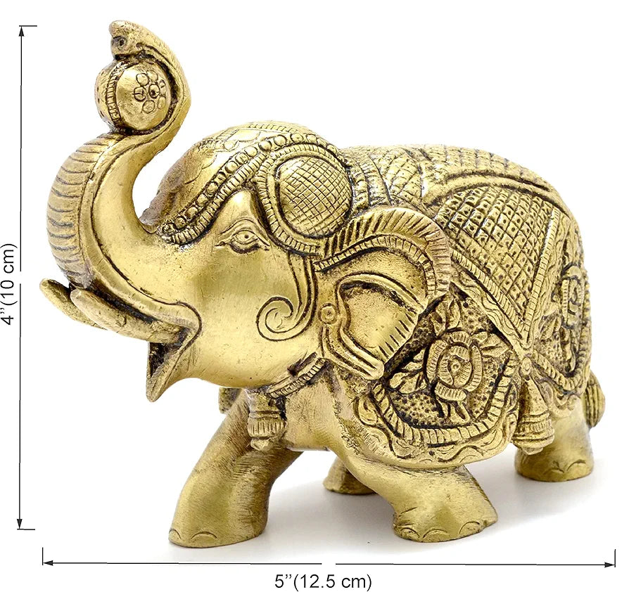 Two Moustaches Maharaja Elephant Design Brass Showpiece
