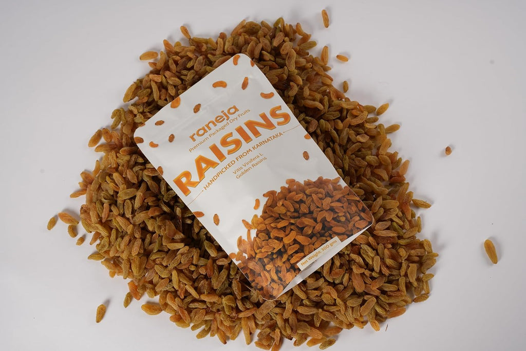 Raneja Golden Seedless Raisins | Premium High in Antioxidants | Naturally Sweet and Tasty|Energy Booster| Raisins Seedless/Kishmish, Draksh, Dry Fruits, Snack, Source of Dietary Fibre
