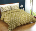 Trance Home Linen 200TC 100% Cotton Printed Zippered Duvet Cover/Blanket/Quilt Cover Comforter Cover/Razai Cover King Size with 2 Pillow Covers Colour Dori & Damask Forest Green