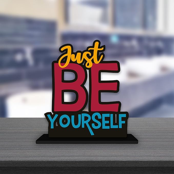 Artvibes Wooden Idols and Figurine Just Be Yourself Quotes Table Decoration for Office Desk | Home Decor | Living Room